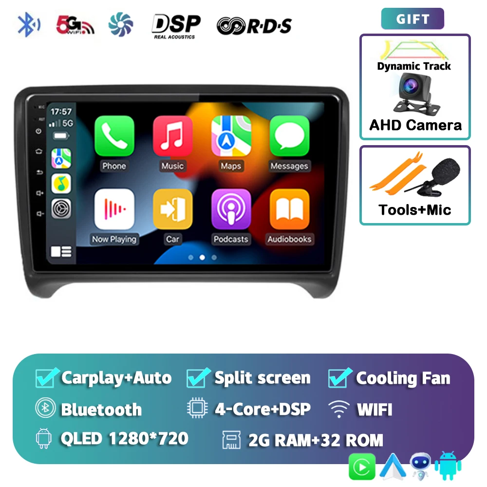 

Android 14 для Audi TT 2 8J 2006-2014 2K Wi-Fi Android Автомобильный радиоприемник Мультимедийный видеоплеер GPS-навигация CarPlay Головное устройство 4G BT