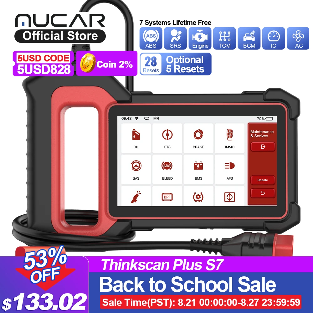Автомобильные диагностические инструменты THINKSCAN PLUS S4/S6/S7 OBD2, мульти Система сканирования ABS SRS ECM TCM BCM IC AC, считыватель кодов, автоматический сканер