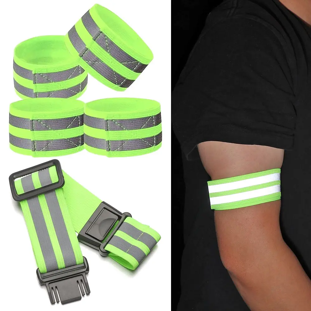 

4cm Cycling Reflective Strips Warning Armband Reflector Wristband Bicycle Bind Strap Pants Hand Leg Sport Tape Bike Safety Alert