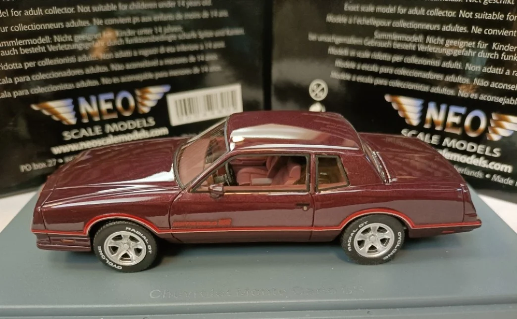 

Simulation 1/43 Resin Car Model Neo Coupe Monte Carlo SS 1988 Brown Red High-end Collection Ornament Gift