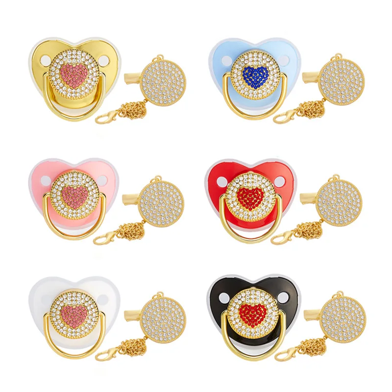 

Heart Bling Baby Pacifier Luxury Pacifiers Baby Shower Gift BPA Free Infant Nipple Baby Dummy Pacifier Soother 0-12M