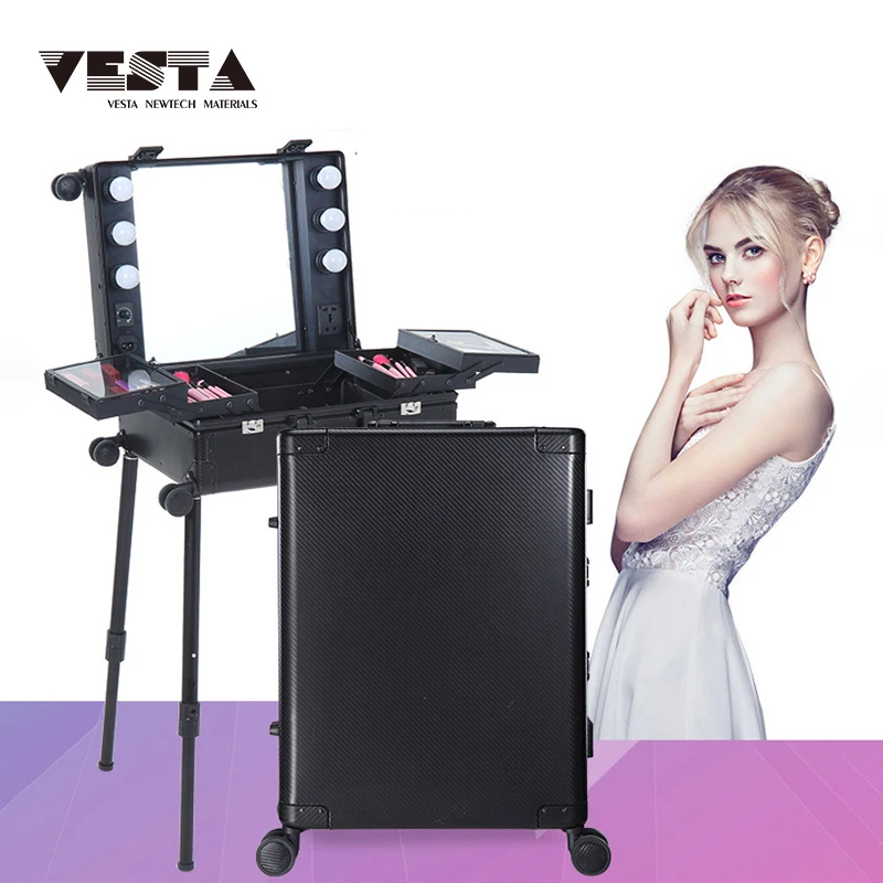 

2022 Portable Makeup Toolbox Women Beauty Tattoo Salons Trolley Suitcase