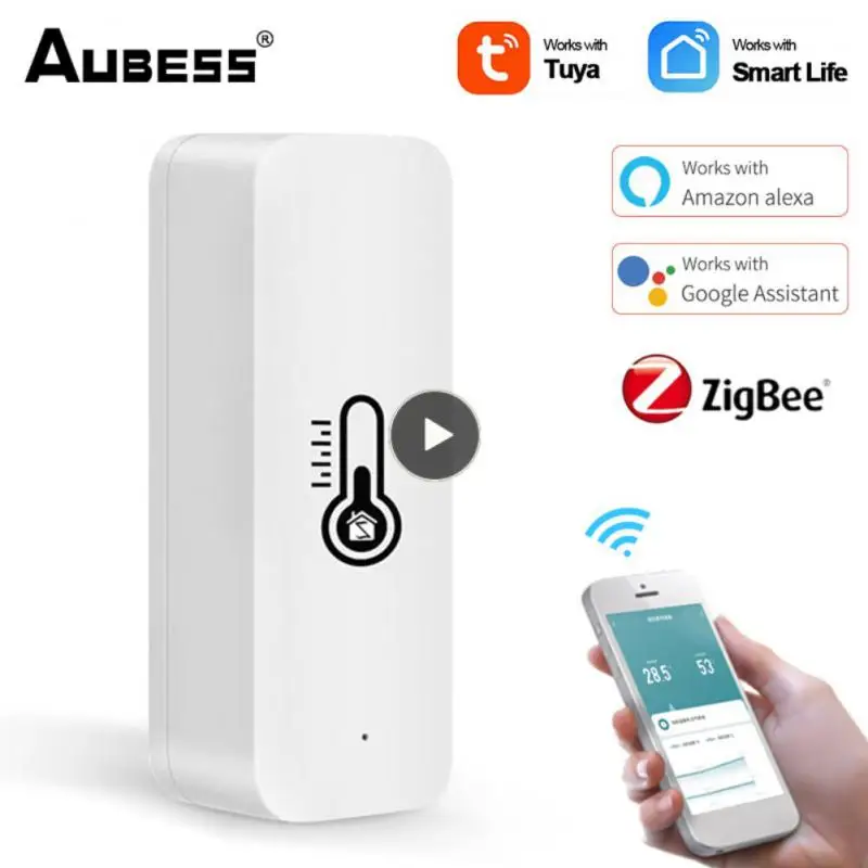 

Zigbee Temperature Sensor Mini Smart Life Tuya App Real-time Detecter Battery Powered Humidity Sensor Hygrometer App Control