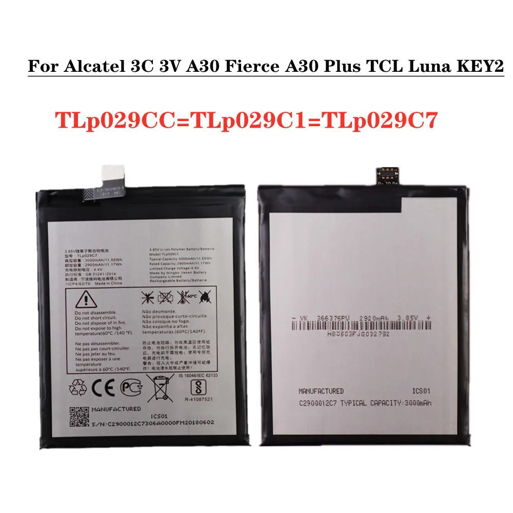 

Аккумулятор для телефона TLp029C1 TLp029C7 для Alcatel 3C 3V 5099 Y A D U I A30 Fierce Plus OT-5049S OT-5049Z Luna KEY2 LE BBE100