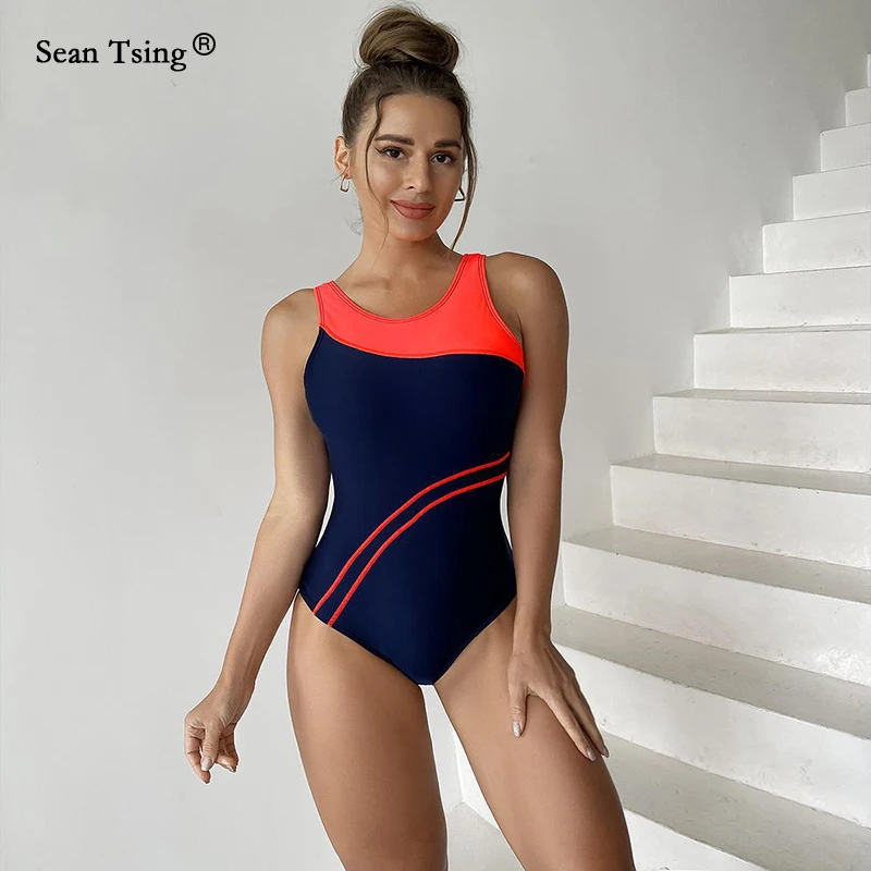 

Шон тсин®Наборы для серфинга, женский спортивный треугольный слитный купальник в стиле пэчворк, купальник, купальный костюм, пляжные купальные костюмы