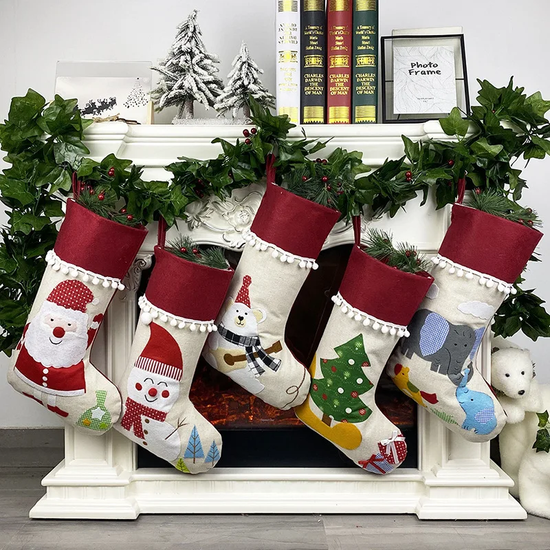 New Amazon Christmas socks gift bags children's Christmas decorations gifts socks Christmas tree pendant
