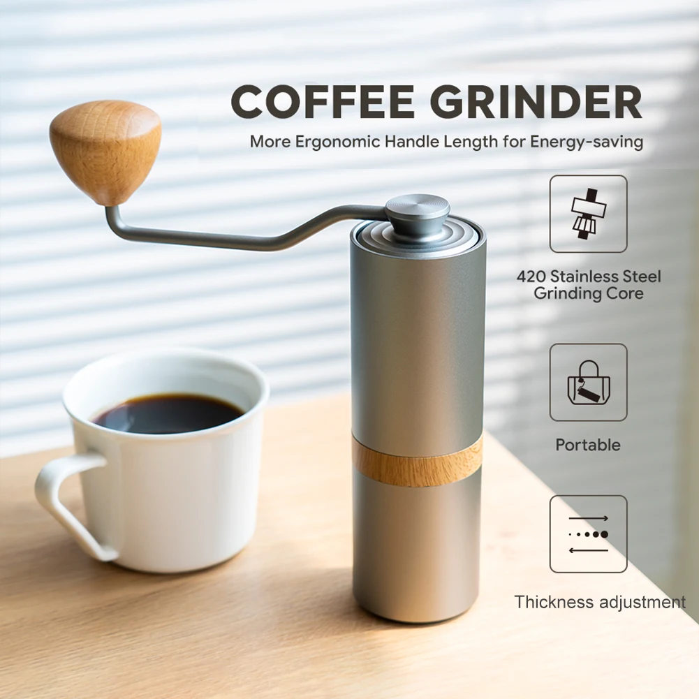 Manual Coffee Grinder Mini Stainless Steel 12 Gears Adjustment Coffee Beans Grinding Machine Espresso Kitchen Tool Coffee Acces