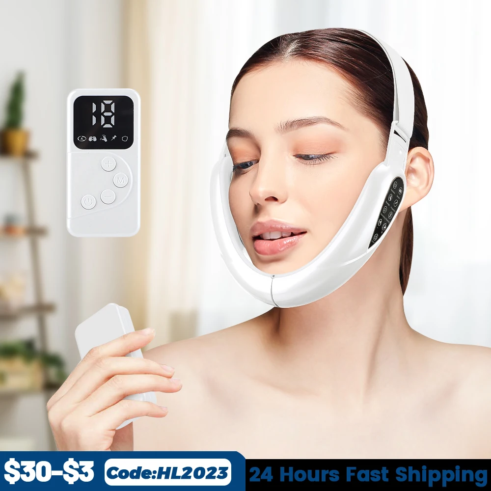 

EMS Face Lift Device Massager for Face Microcurrent V Facial Slimming Bandage LED Light Reduce Double Chin Beauty Apparatus