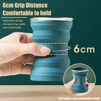 outdoor heat resistant foldable mug with lid collapsible travel drinking cups for camping portable silicone folding water cup