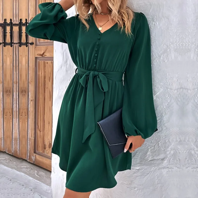 Элегантное платье-трапеция для женщин на весну и осень 2024 разноцветные