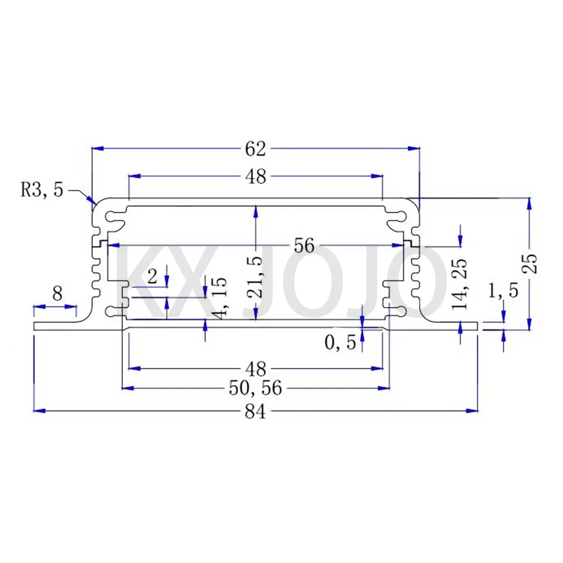 Алюминиевый корпус 84*25*85/100/110 мм синий/черный алюминиевый для электронных