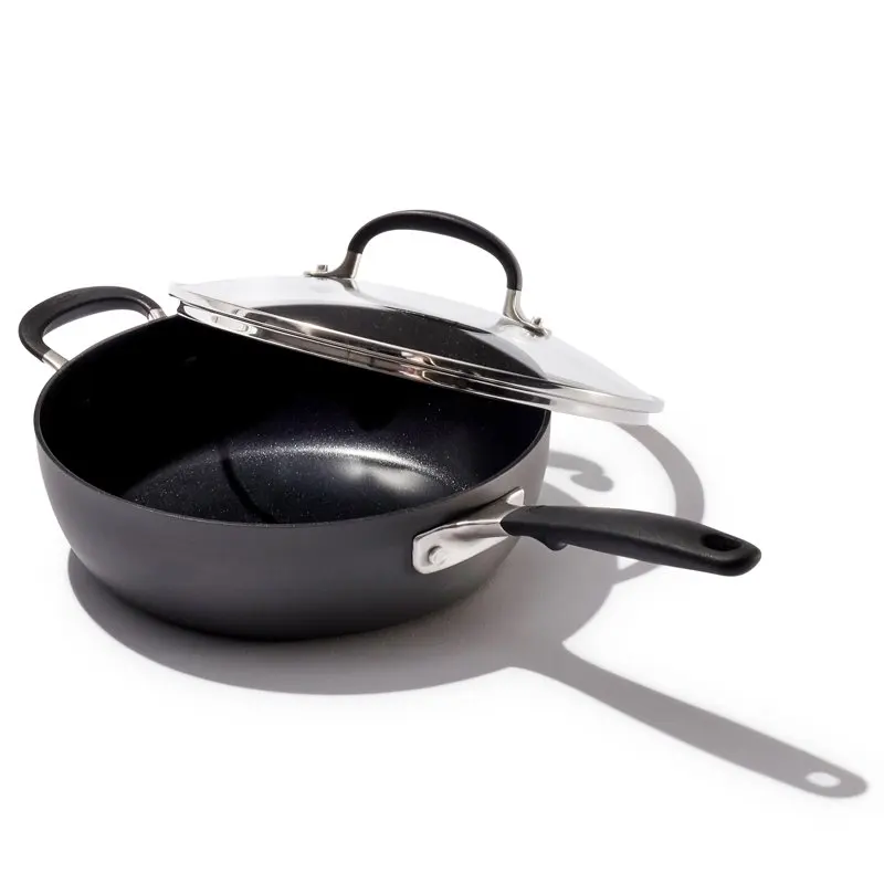 

Hard Anodized Nonstick Cookware, 3QT Covered Pan with Helper Handle