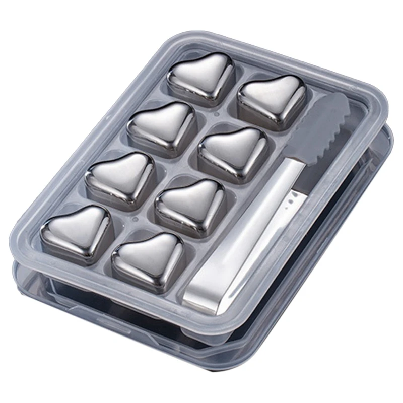 

Камни для виски, подарочный набор, в форме сердца, для виски, камни, многоразовые, из нержавеющей стали, кубик льда