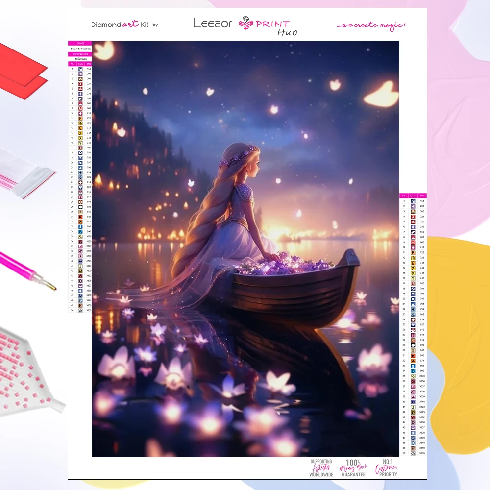 

Набор для алмазной вышивки «звезды, озеро, Рапунцель на лодке»