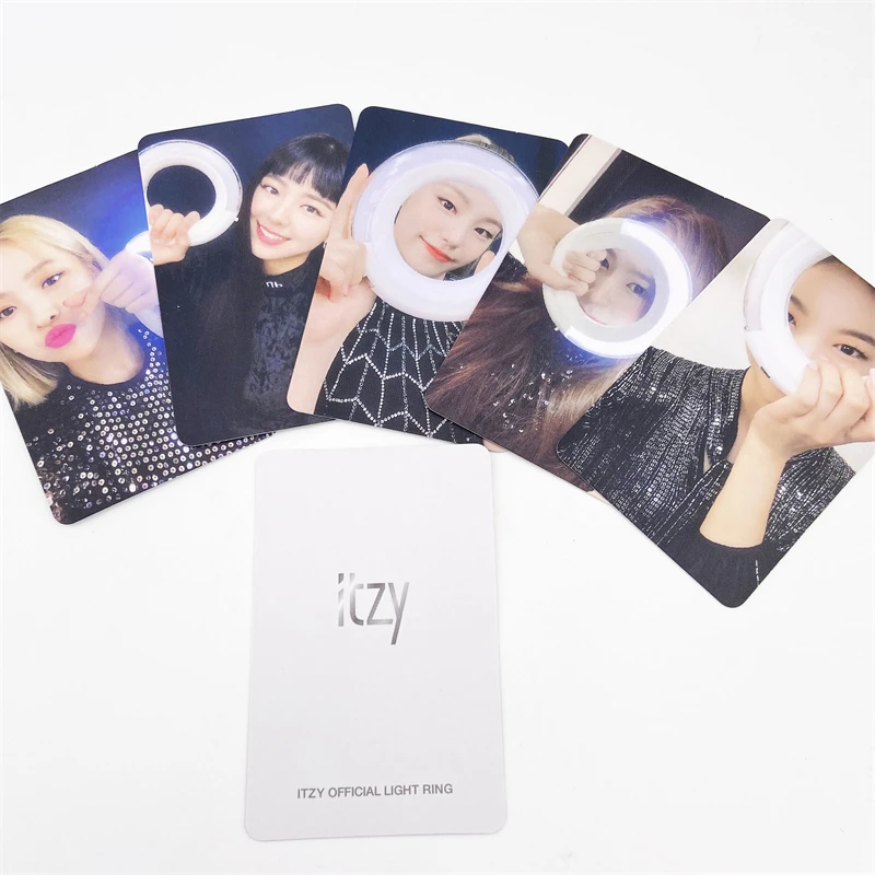 KPOP Фотокарточка с кольцом освещения ITZY 5 шт. набор двусторонних Ломо Чаеренг, Йеджи, Юна, Лия, Рюджин. Посткроссовая коллекция для поклонников. Подарок B3.