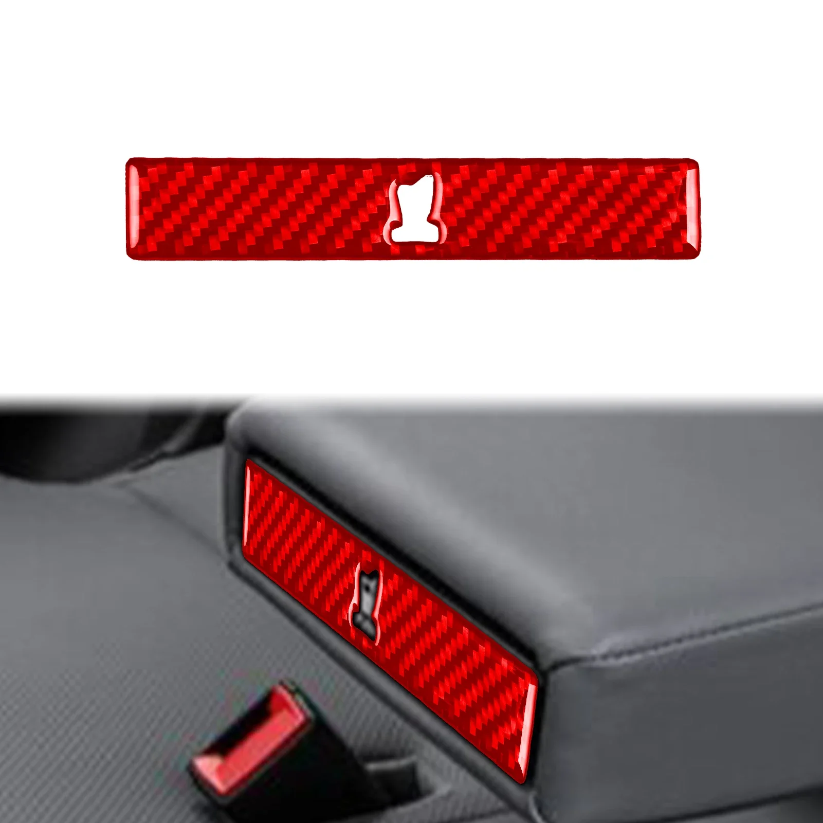 Фото Для Fiat 500L 2014-2017 автомобильный задний центральный подлокотник, подстаканник, отделка, наклейка из настоящего углеродного волокна, аксессуар для интерьера №4