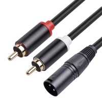 3 pin xlr male to 2 rca male microphone audio cable y adapter converter 1m 2m canon public to double rca public mixer lotus