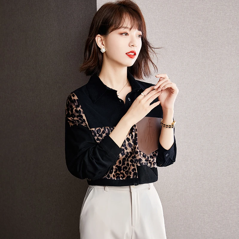 

Will spring new irregular zebra stitching shirt female autumn han edition temperament show thin shirt