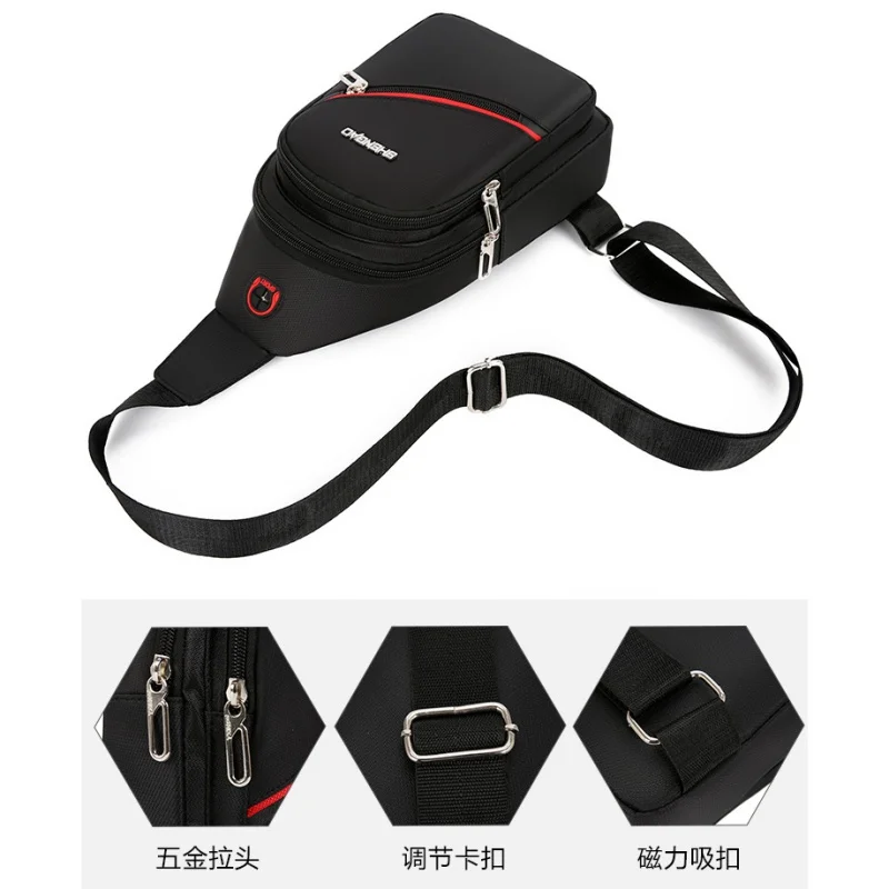 Men's Leisure Crossbody Bag Oxford Cloth Bag Business Single Shoulder Backpack Solid Color Trend Chest Bag Cash Register Package