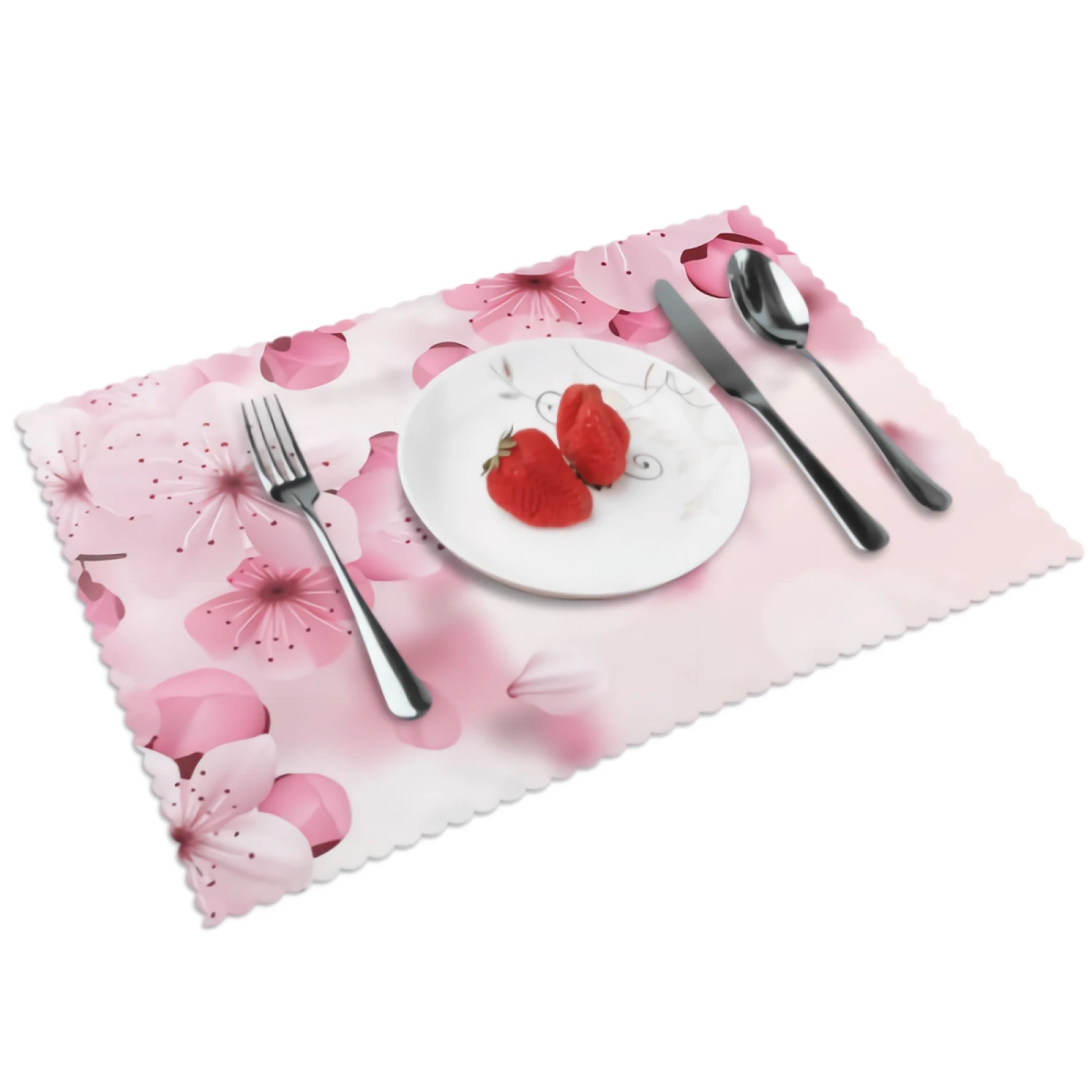 

Flowers Cherry Blossom Placemats Japanese Pink Floral Placemat Set of 4 Heat-Resisting Non Slip Table Mats