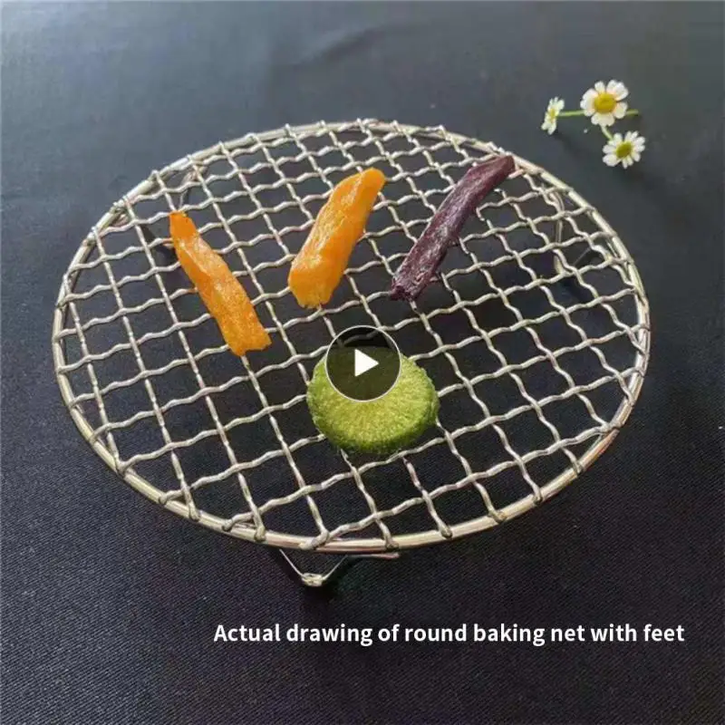 

Stainless Steel Baking Net Non Stick Round Barbecue Grate With Legs Grilling Mat Barbecue Mesh Bbq Mesh