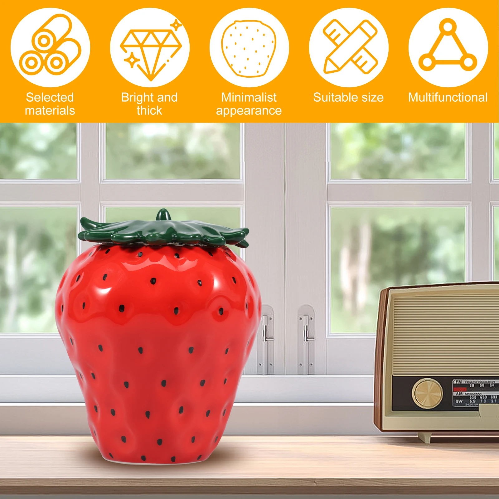 Симпатичная Керамическая Банка В Форме Клубники С Крышкой