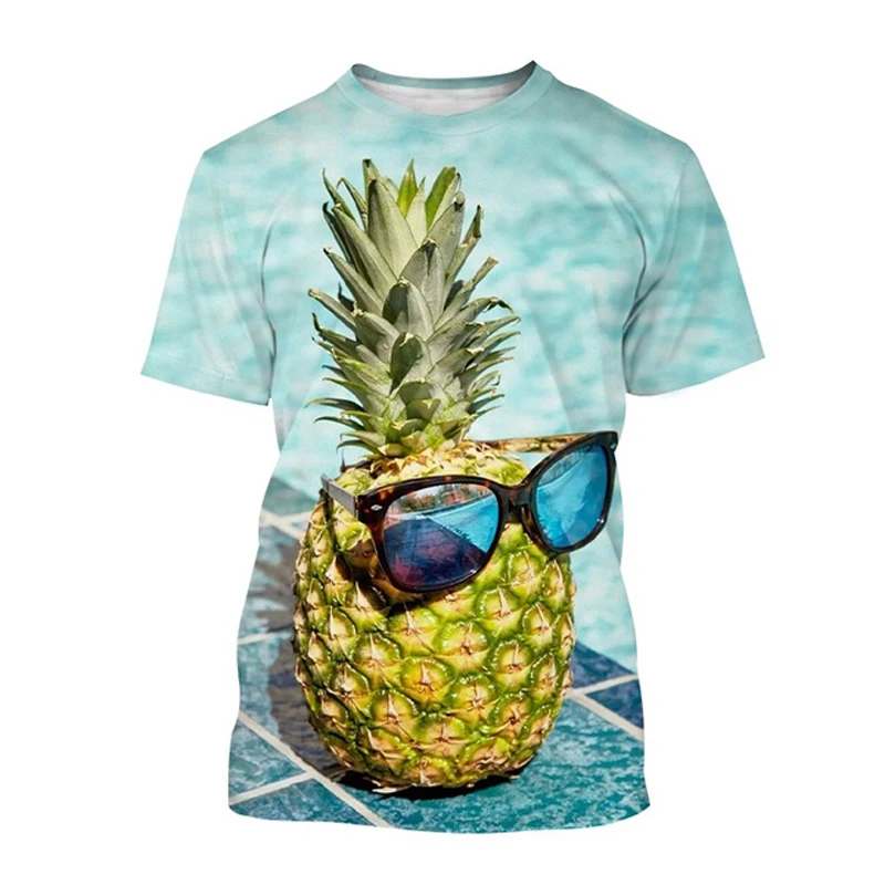

Fruit Pineapple Print Graphic T Shirts Interesting Fruit 3D Printed Half-sleeved Shirt Fashion Short Sleeve Tee O-neck Loose Top