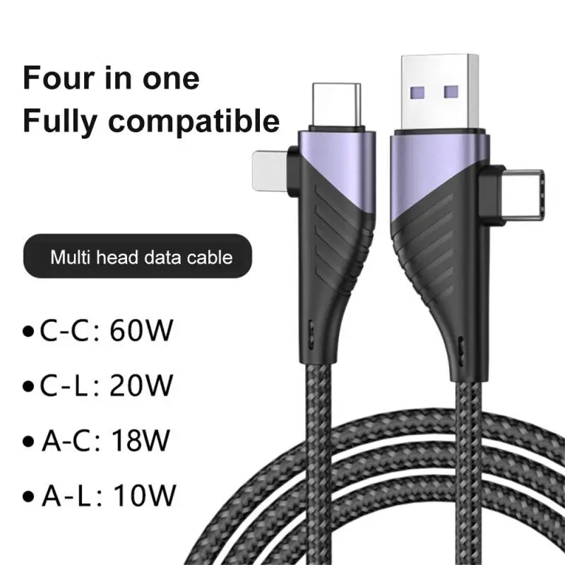 

Fast Charging Cable USB C To USB Type C Cable PD 4 IN 1 65W 20W 5A Fast Charging Wire For IPhone Huawei Samsung Mi Redmi Cord