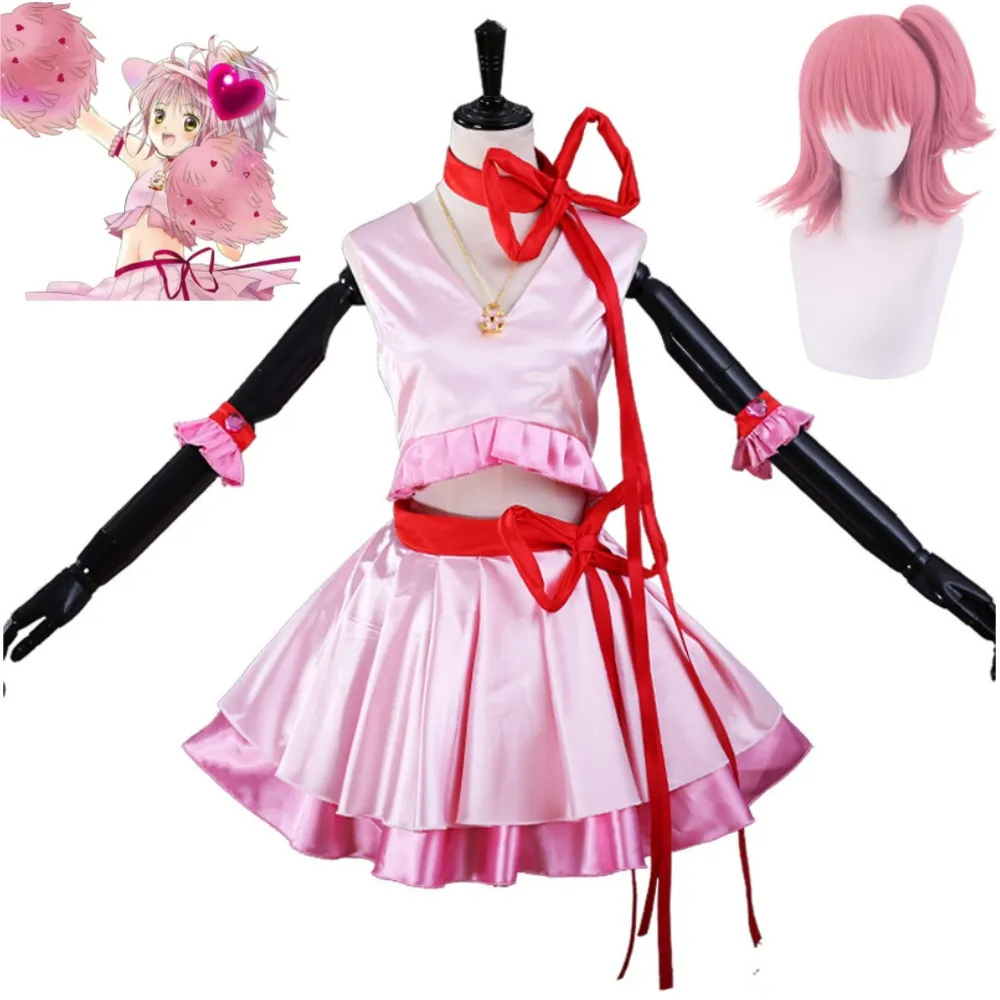 

Anime Shugo Chara Hinamori Amu JOKER Amulet Heart Cosplay Costume Wig Humpty Lock Adult Child Pink Outfit Halloween Suit