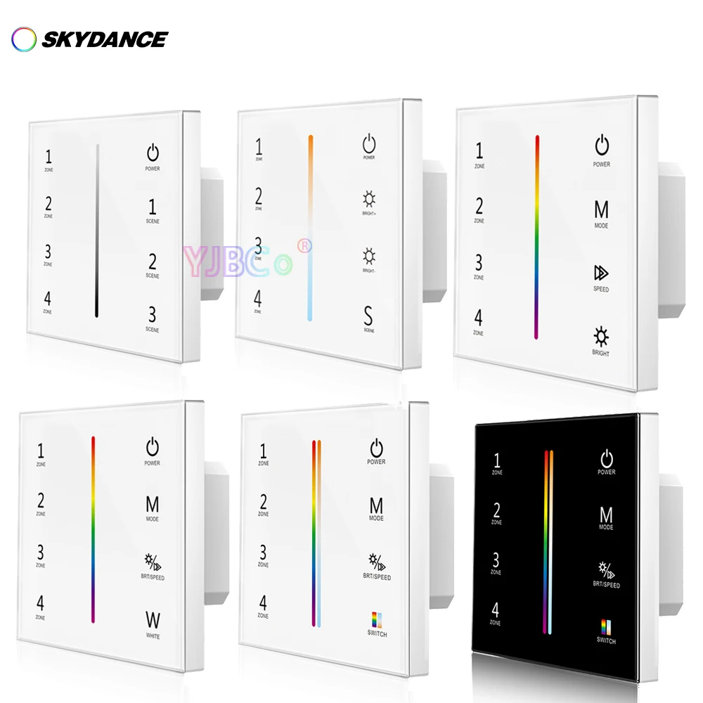 

Wall Mounted 86 Type Touch Panel 2.4G Wireless DMX512 Master RF Dimmer Controller for Single Color CCT RGB RGBW RGBCCT LED Strip