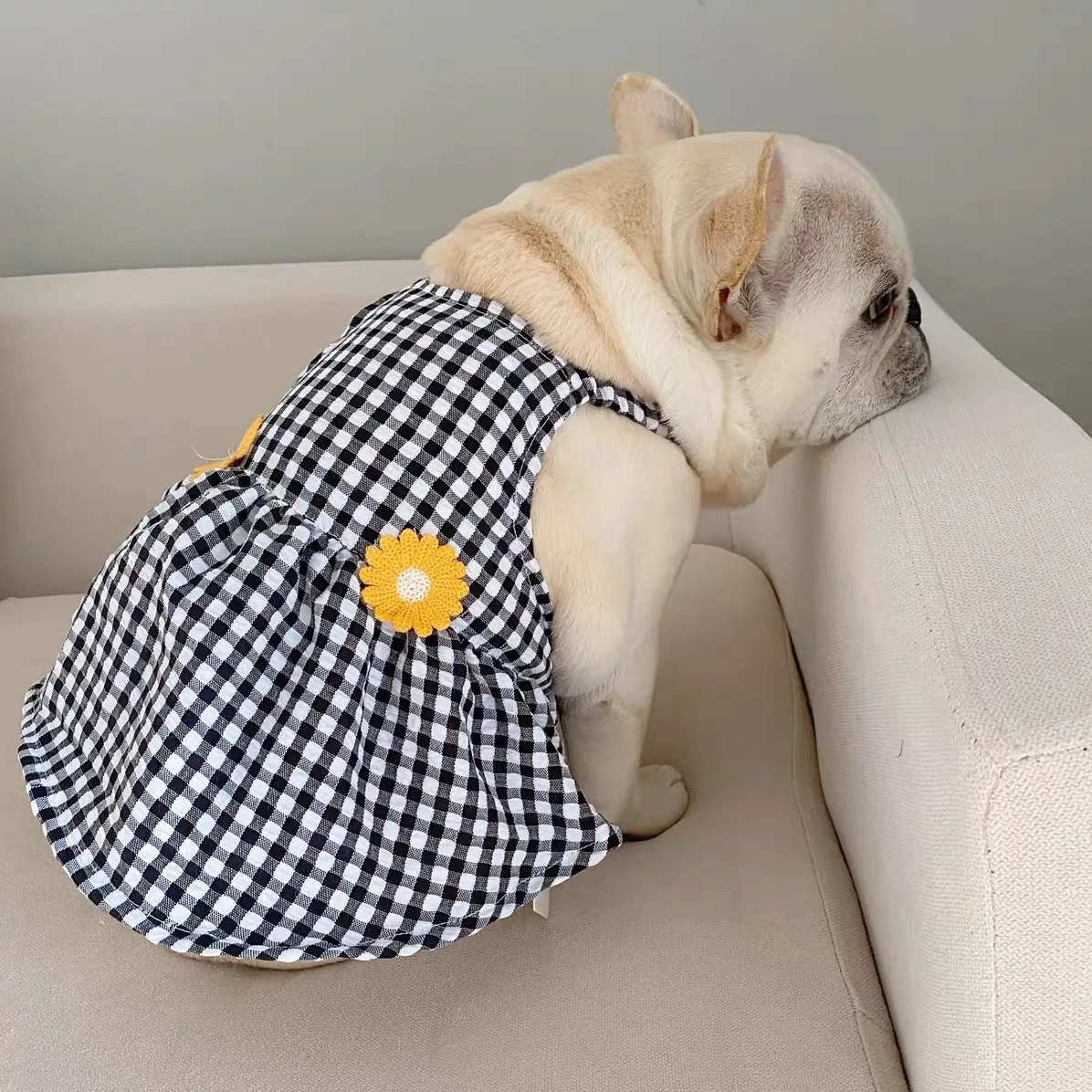 

Dog Plaid Dress Summer Breathable Clothes Dog Skirt Pug French Bulldog Summer Clothes Halter Dress Pet Summer Pet Dress
