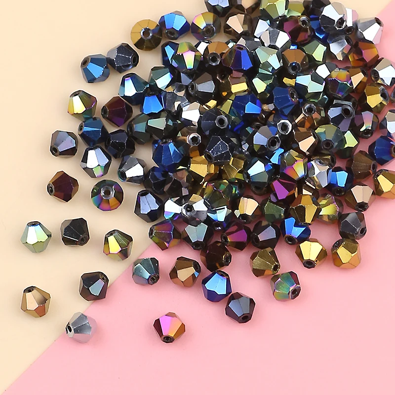 

Electroplated colored Austrian tapered crystal beads 6mm50pcs crystal glass loose beads DIY bracelet necklace jewelry production