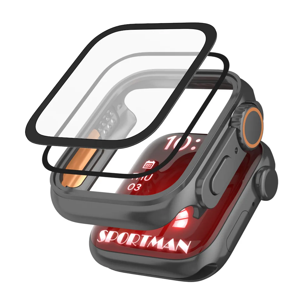 Glass Case Change to Ultra For Apple Watch Series 8 7 45mm 41mm Screen Protector Cover Bumper For iWatch Series 4 5 6 SE 40 44mm