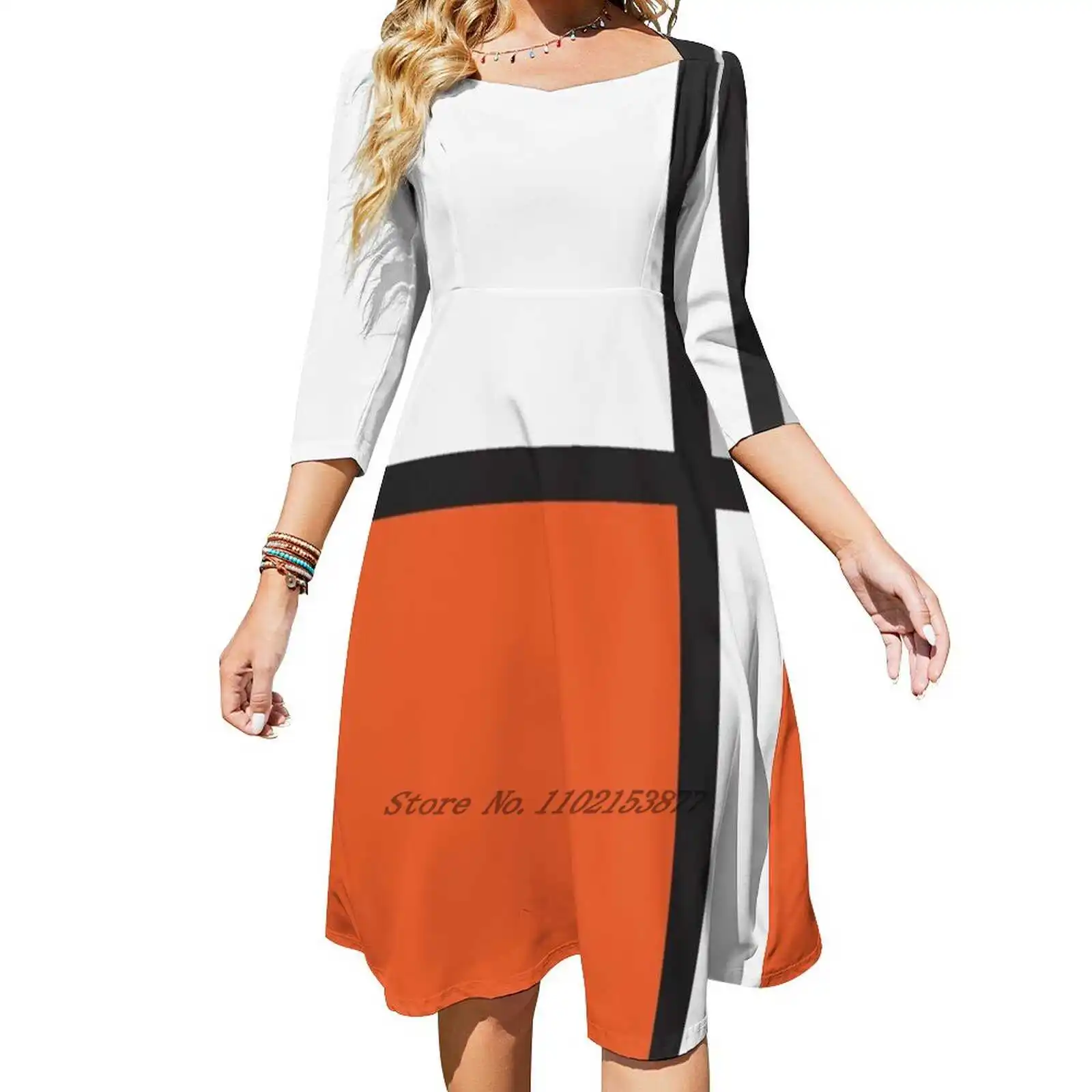 Абстракция # 31 Свободное платье с карманами модное принтом трапециевидной формы