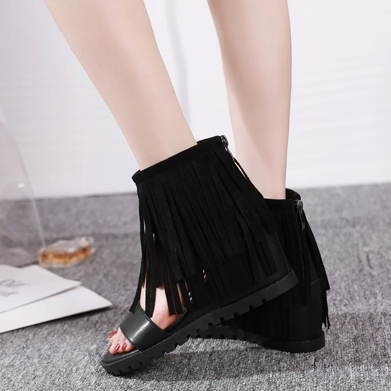 

Flat Sandals Leisure Retro Tassel Summer Women's Shoes Fashion High Top Sandals