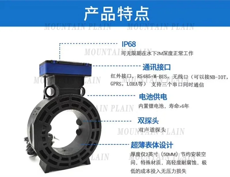 Ультразвуковой счетчик воды типа карты Daosheng T3-1-2-K расходомер с зажимом и