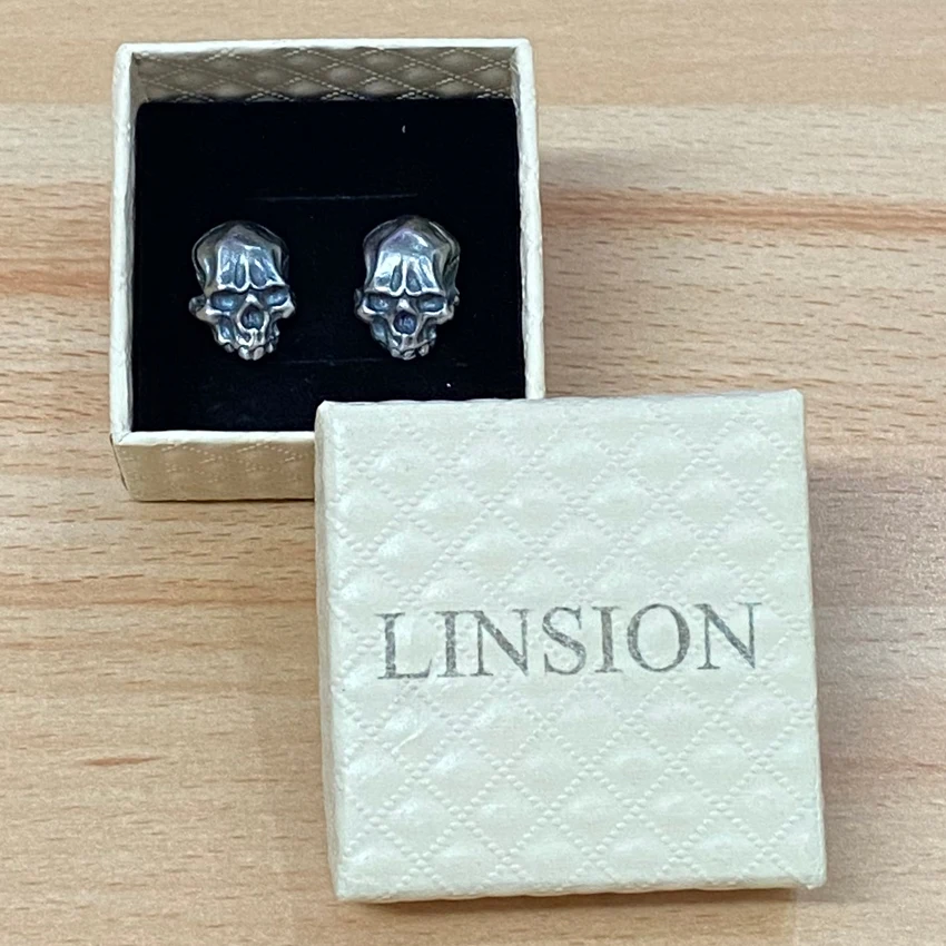 Женские серьги-гвоздики LINSION серебро 925 пробы в стиле панк байкер рок TA40 - купить