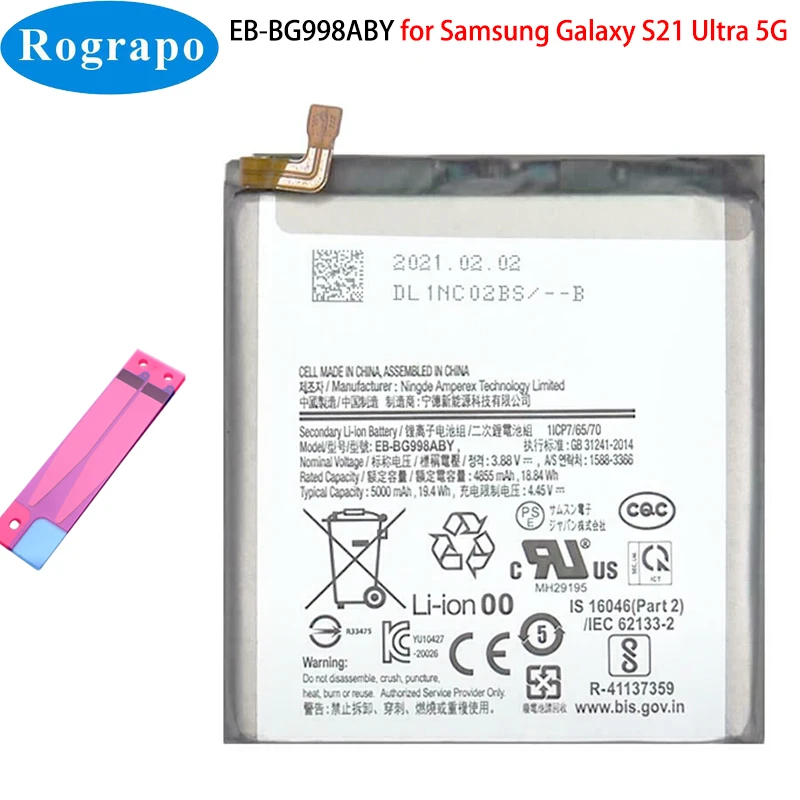 

New Original 5000mAh EB-BG998ABY Phone Battery For Samsung Galaxy S21 Ultra S21Ultra 5G G998 SM-G998B/DS