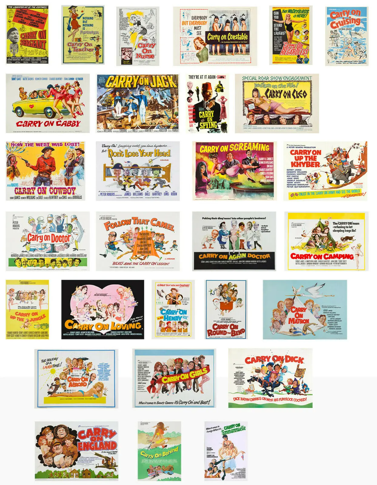 

Lot Style Choose Unframed CARRY ON FILMS - in one place! Cinema Print Vintage Movie Art Picture Print Silk Poster Wall Decor