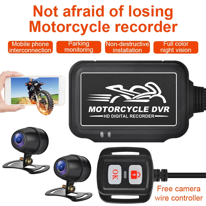 Full Body Waterproof Motorcycle DVR Dash Cam WiFi 1080P FHD Front Rear View Motorcycle Camera GPS Logger Recorder Box