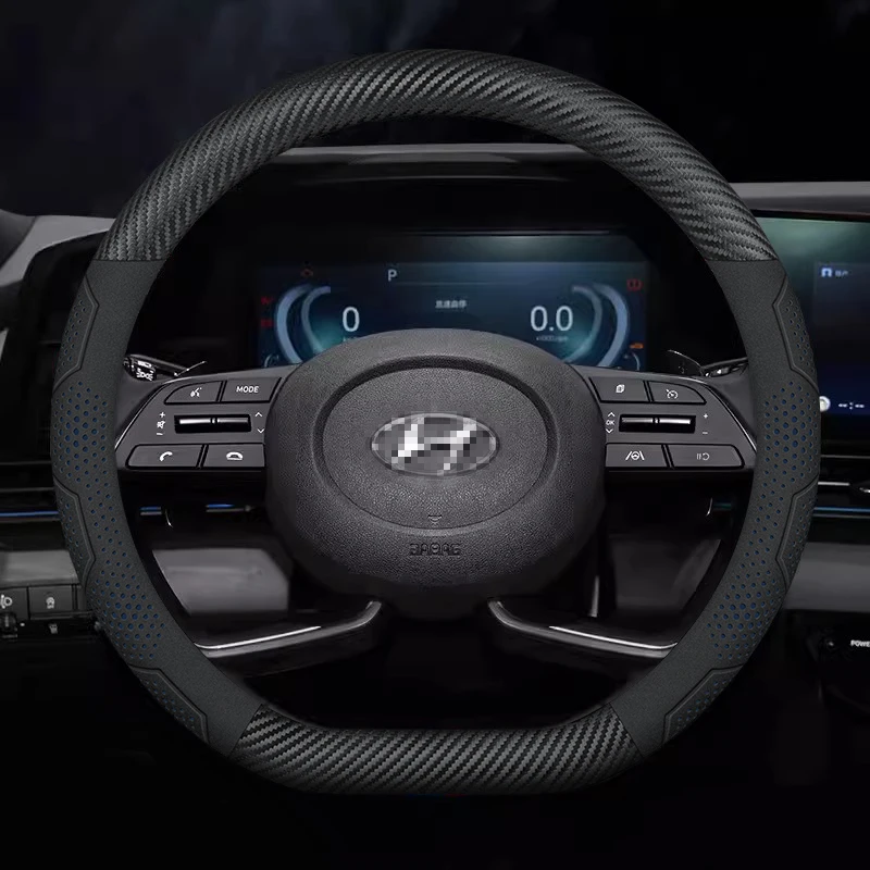 

Hyundai ix35 ix25 i10 i30 Creta Grandeur Santafe Tucson Palisade Замшевый чехол на руль автомобиля из углеродного волокна, автоаксессуары