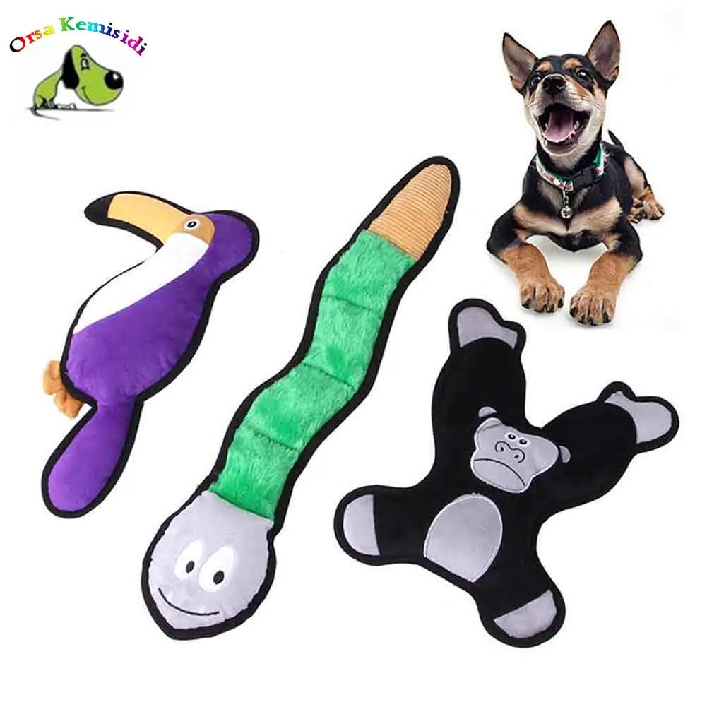

Squeaky Dog Toy No Stuffing Crinkle Plush Dogs Chew Toys Pet Interactive Training Molar Bite Toy Cute Animals Puppy Teething Toy