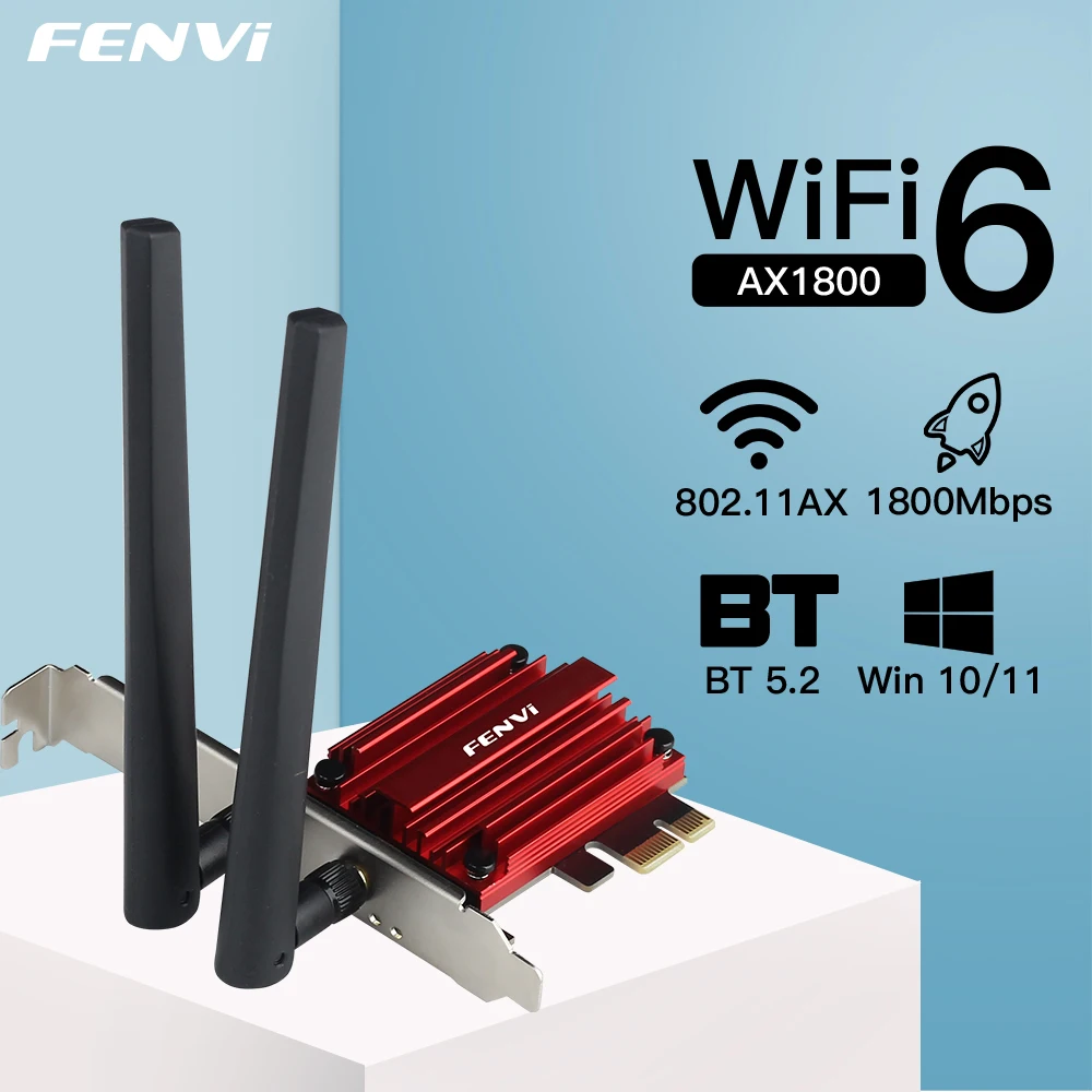 Адаптер PCIe FENVI Wi-Fi 6 AX1800 Bluetooth 5.2 двухдиапазонный 2