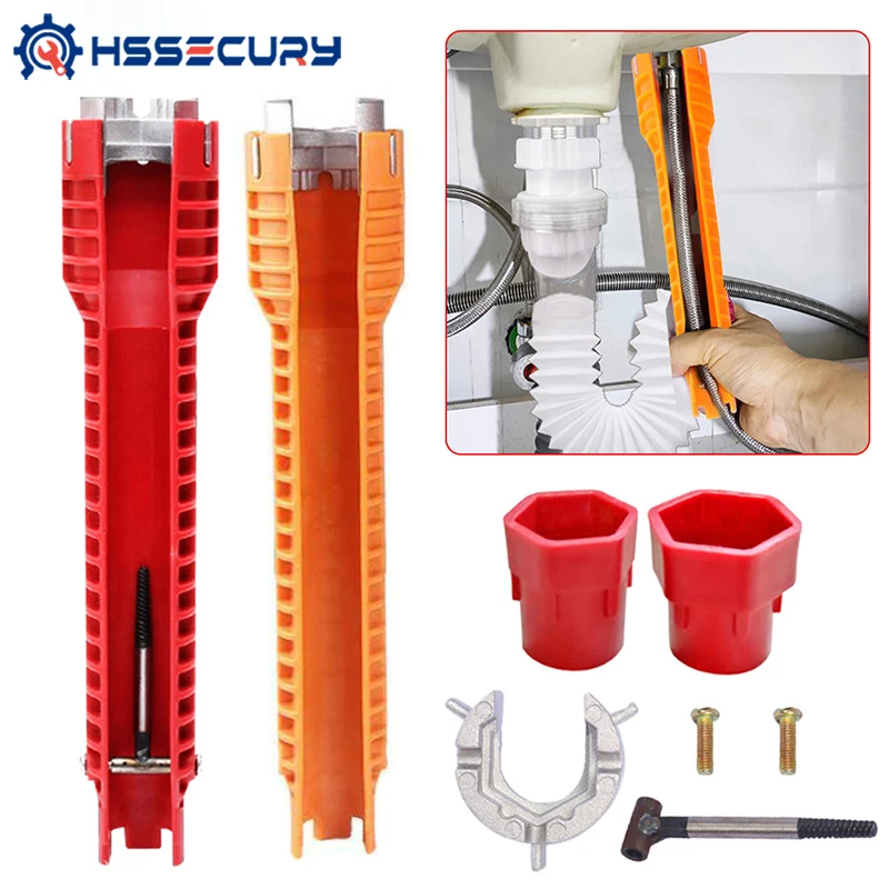 

8 In 1 Flume Wrench Faucet Sink Key Plumbing Tool Bathroom Faucet Assembly Plumbing Installation Wrench Set