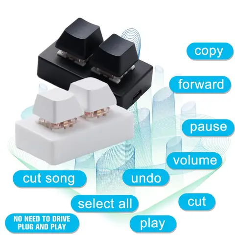2-клавишная USB-клавиатура на заказ, программируемая макросов, мини-клавиатура для копирования и наклеивания для игровой клавиатуры Photoshop, красный переключатель F6H7