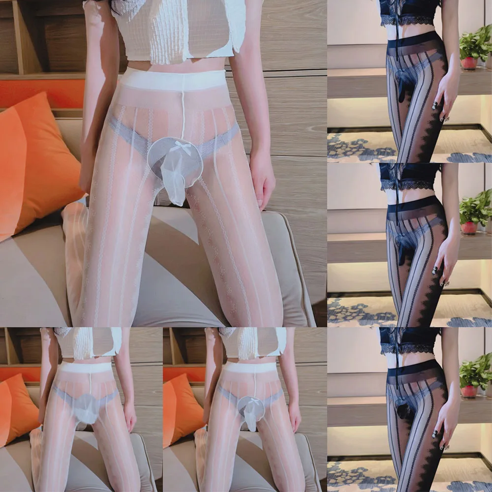 

Men Women Sexy Sissy Pouch Ladies Sheer Fishnet Stockings Hollow Tights Pantyhose Leggings Underwear Erotic Lingerie Gay Hosiery