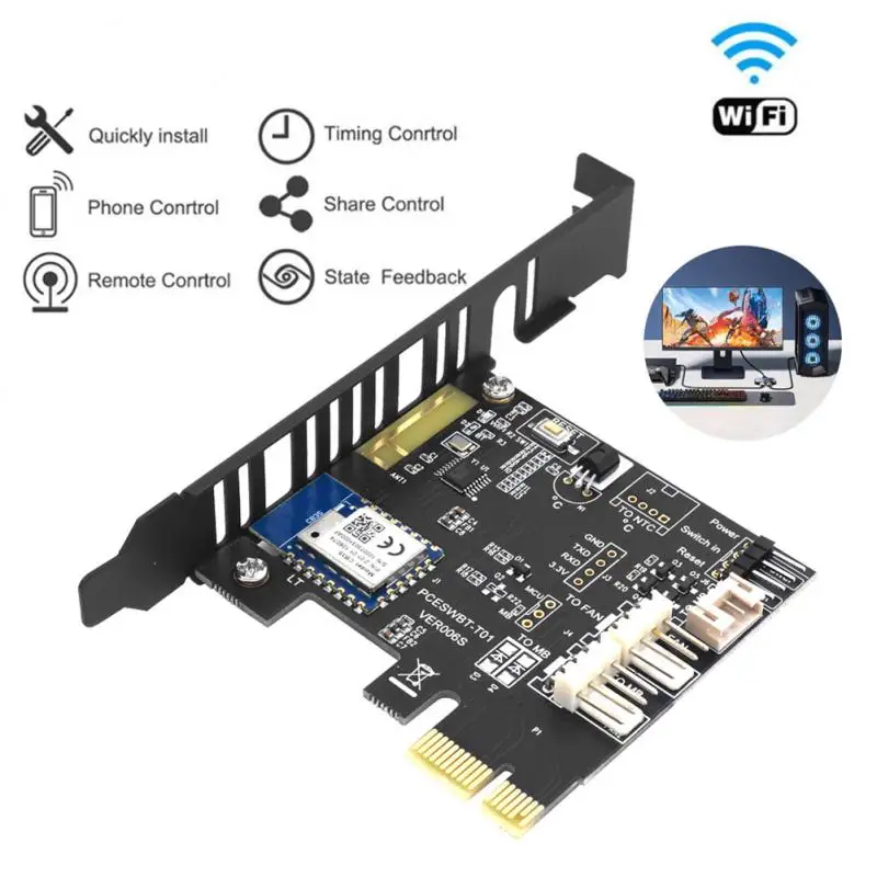 

Tuya Wifi PC Power Button Reset Switch 1X PCIE Card for Destop Computer APP Remote Control Support Alexa Google Home