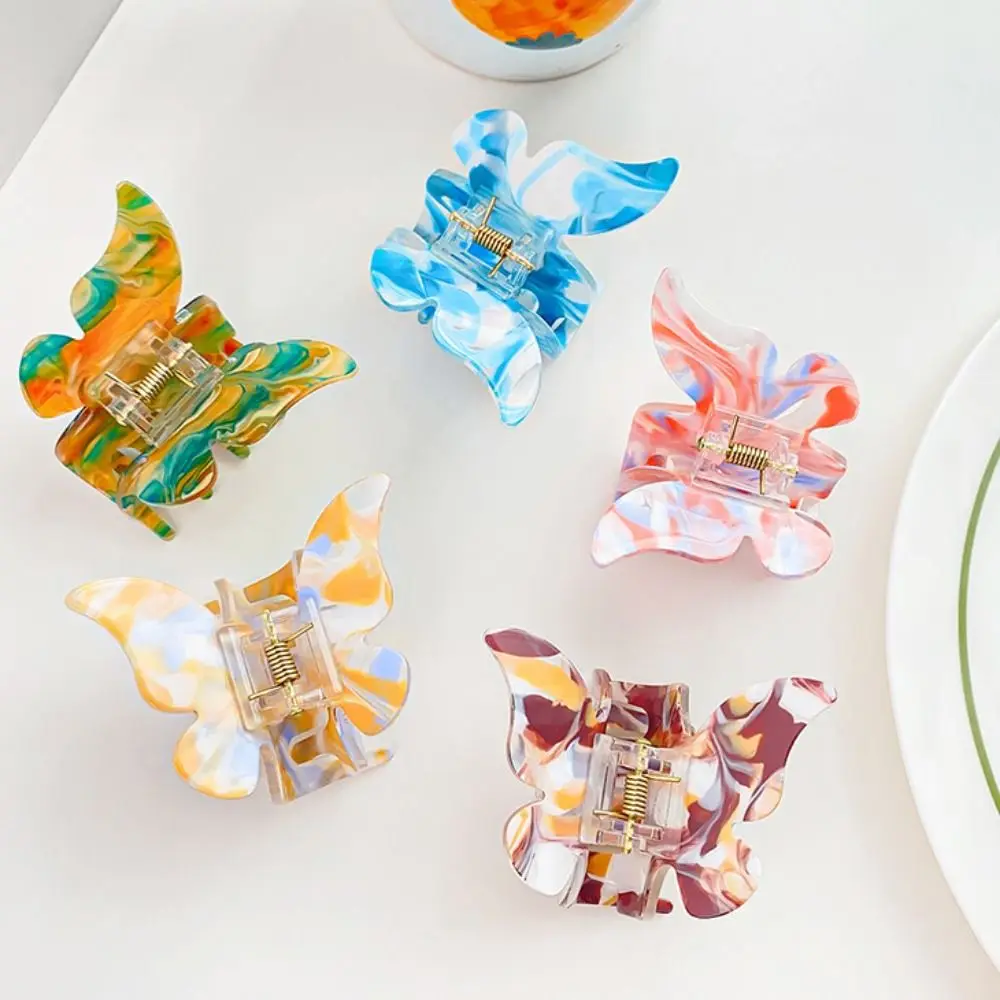 Корейский стиль ацетатная бабочка коготь для волос красочный акриловый