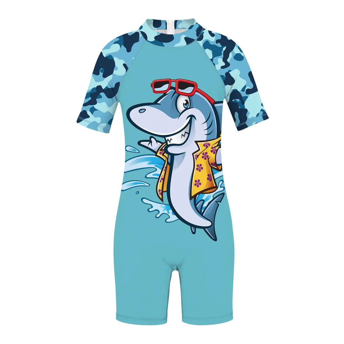 

Cartoon Boy Girl One Piece Swimsuit Dinosaur Unicorn Shark Bathing Suits Short Sleeve Rash Guard Sunsuits UPF 50+ Sun Protection
