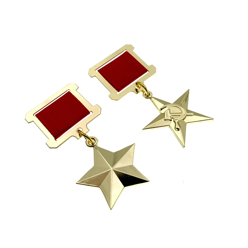 Золотая медаль Сталина со звездами Россия Вторая мировая война Советская за пять